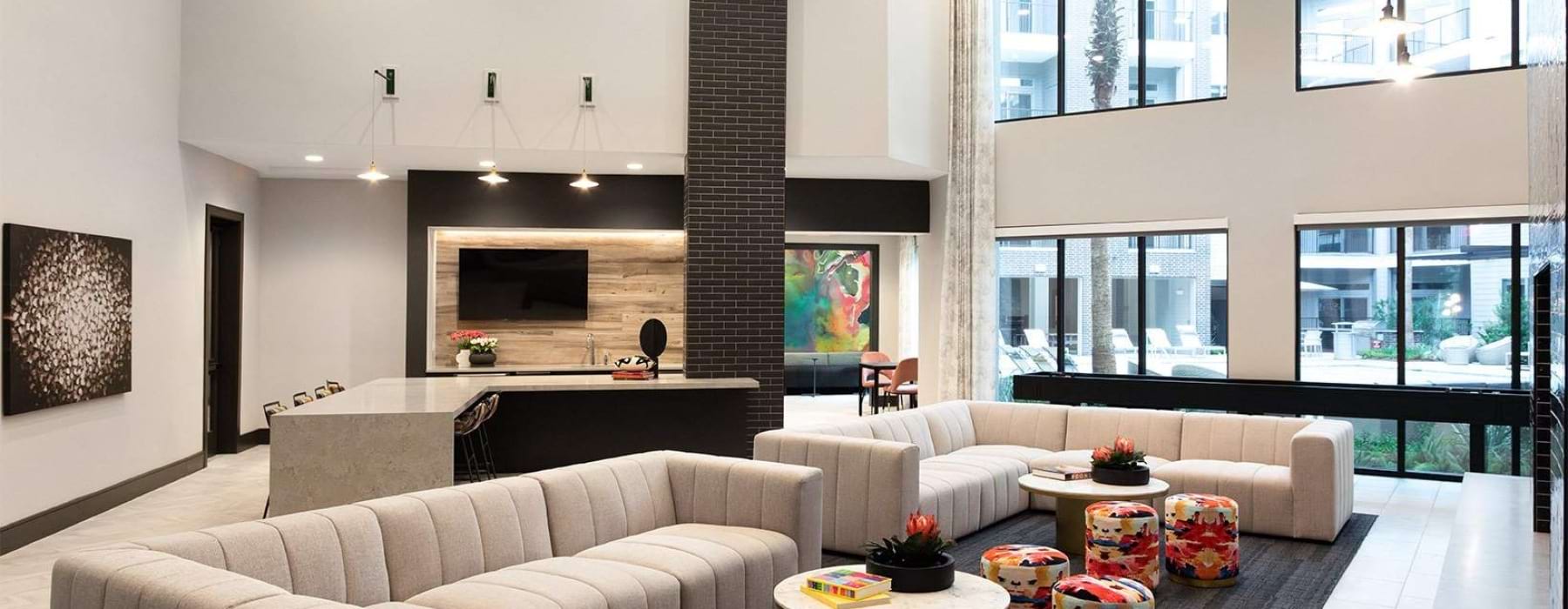 Luxury couches in community lounge